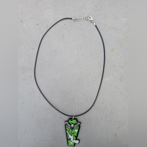 2/$10 Coffin Moth Witchy Acrylic Charm Necklace NWT - Picture 3 of 4
